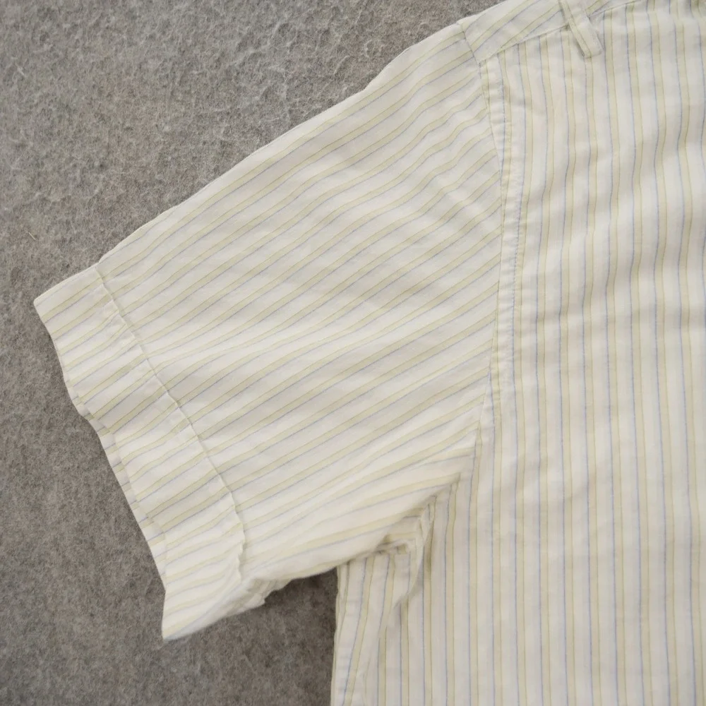Banana Republic Shirt Mens Large 16.5 Beige Button Long Sleeve Cotton Striped